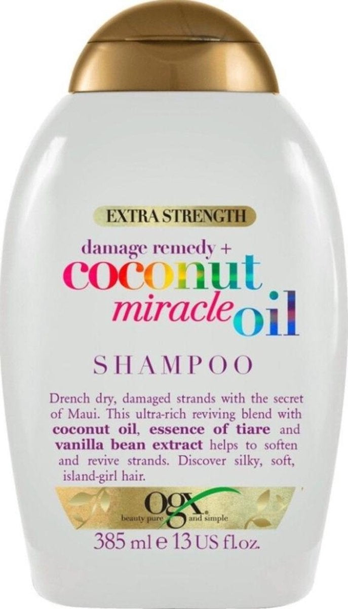 OGX Extra Strength Coconut Miracle Oil Shampoo – Frauen – Für strapaziertes Haar/trockenes Haar/normales Haar – 385 ml