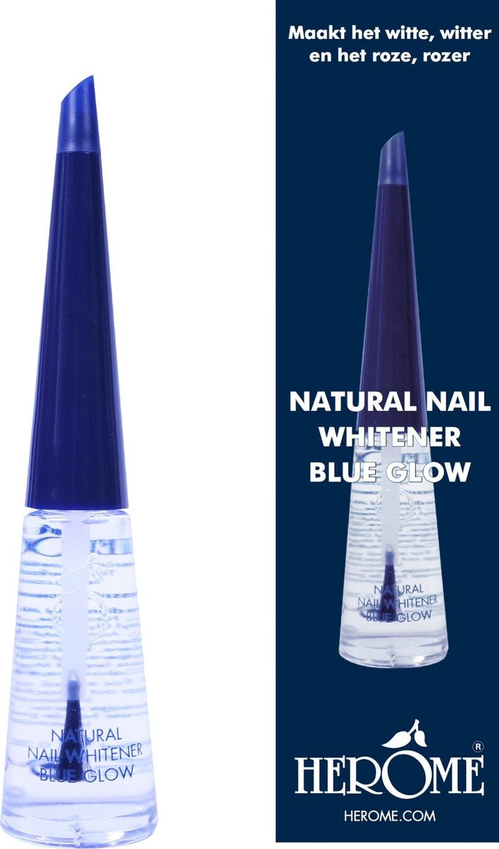 Herôme Natural Nail Whitener Blue Glow - 10 ml - Nagellak - Camoufleert Verkleuringen - Glanzend Effect