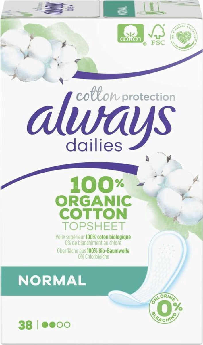 Always Dailies Panty Liners Cotton Protection Normal 38 pieces