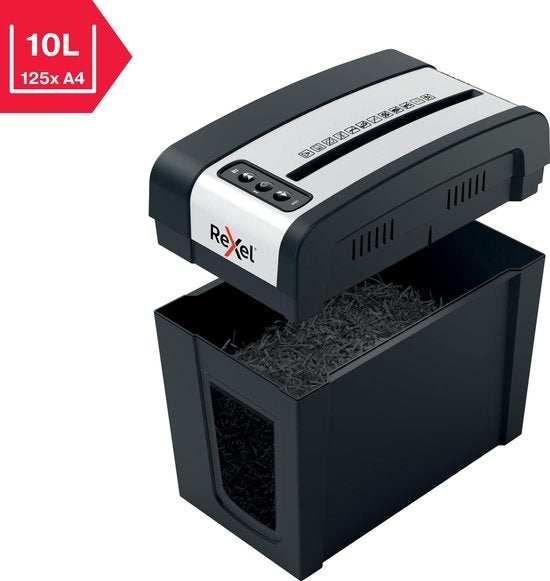 Rexel Secure MC3-SL Fluisterstille Papierversnipperaar voor Thuis/Thuiswerken - P- 5 Microsnippers - Invoer tot 3 A4-Vellen - Vernietigt Documenten, Nietjes En Paperclips - Opvangbak Van 10 Liter - Zwart