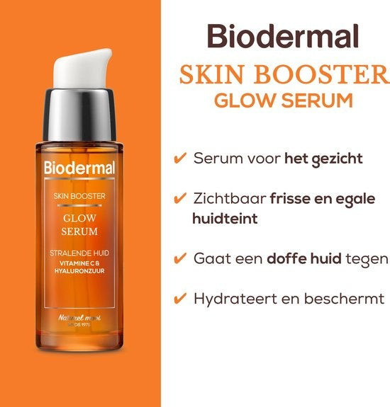 Biodermal Skin Booster Glow serum 'For a radiant skin with Vitamin C and Hyaluronic acid - Hyaluronic acid serum 30ml - Packaging damaged