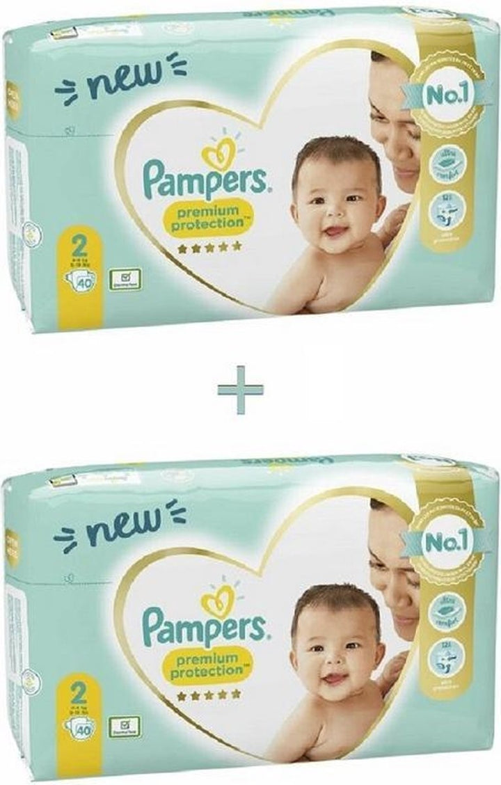 Pampers Premium Protection Windeln – Größe 2 – 80 Stück (2x40) – Verpackung beschädigt