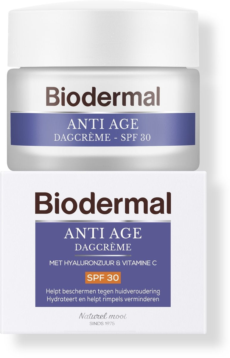 Biodermal Anti Age Dagcrème - SPF30 - Dagcrème met hyaluronzuur en vitamine C tegen huidveroudering - 50ml