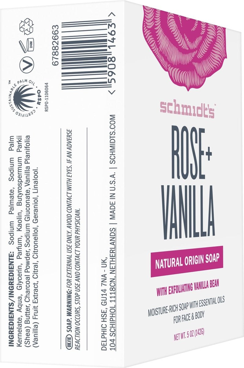 Schmidt's Rose + Vanilla Natural Soap Bar - 142 g