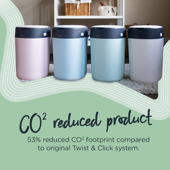 Tommee Tippee Eco-Friendly Twist &amp; Click Nappy Pail - with 1 Refill Cassette - White - Packaging damaged