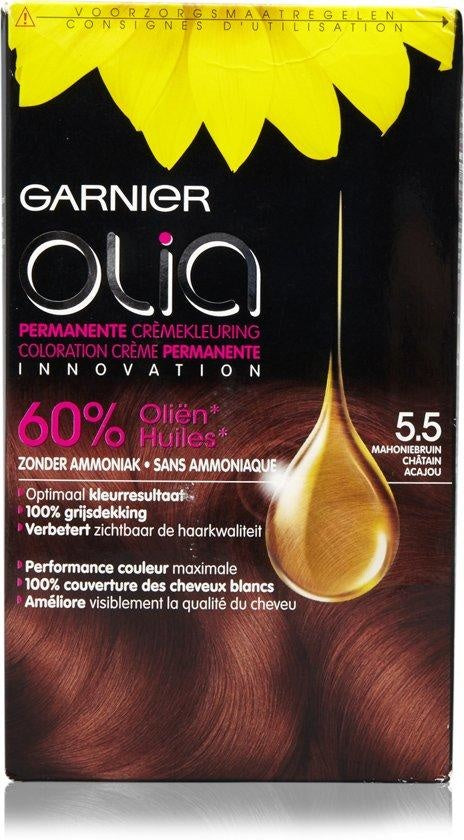 Garnier Olia Haarfärbemittel -5,5 – Helles Mahagonibraun – Verpackung beschädigt