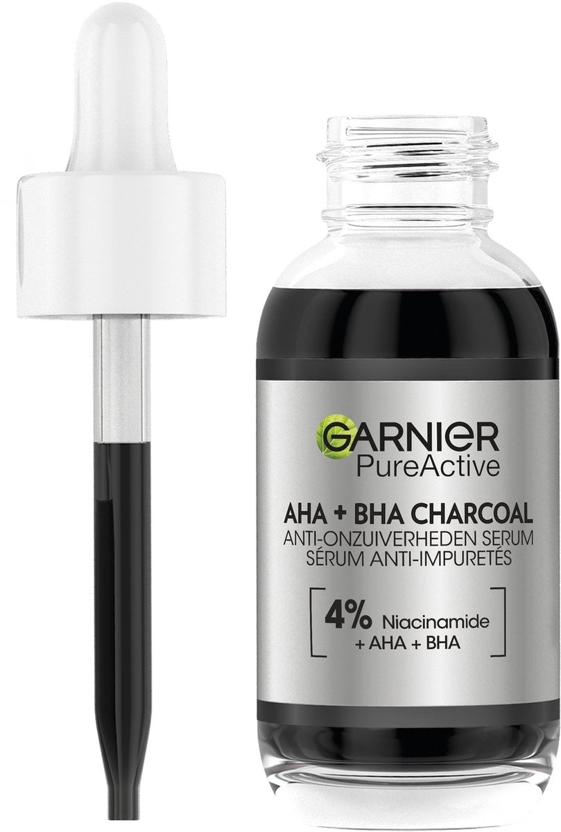 Garnier PureActive AHA + BHA Charcoal Anti-Onzuiverheden Serum - 30ml - Verpakking beschadigd