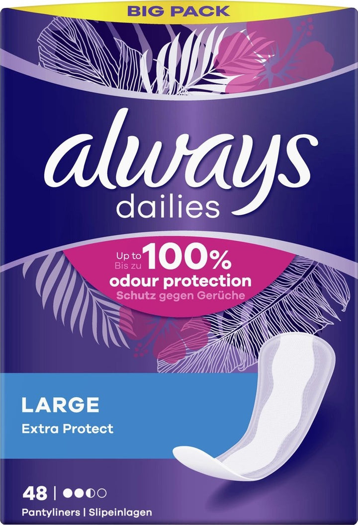 Always Dailies Large Extra Protect Panty Liners - 48 Pieces