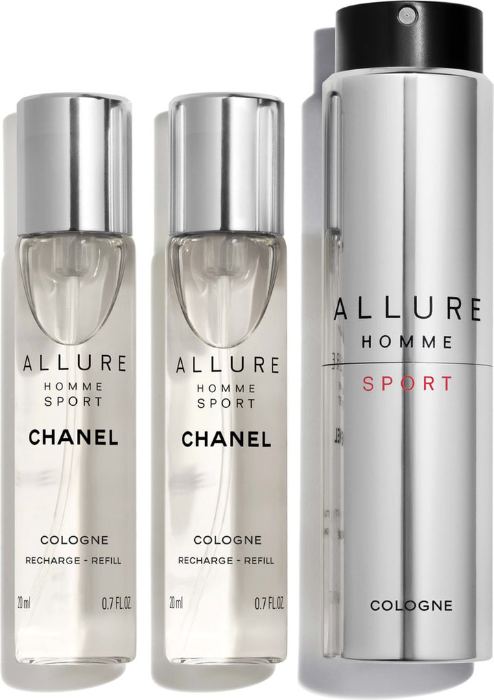 Chanel Allure Homme Sport Geschenkset Eau de Cologne Travel Spray 20 ml + 2x navulling 20 ml 1 set - Herenparfum