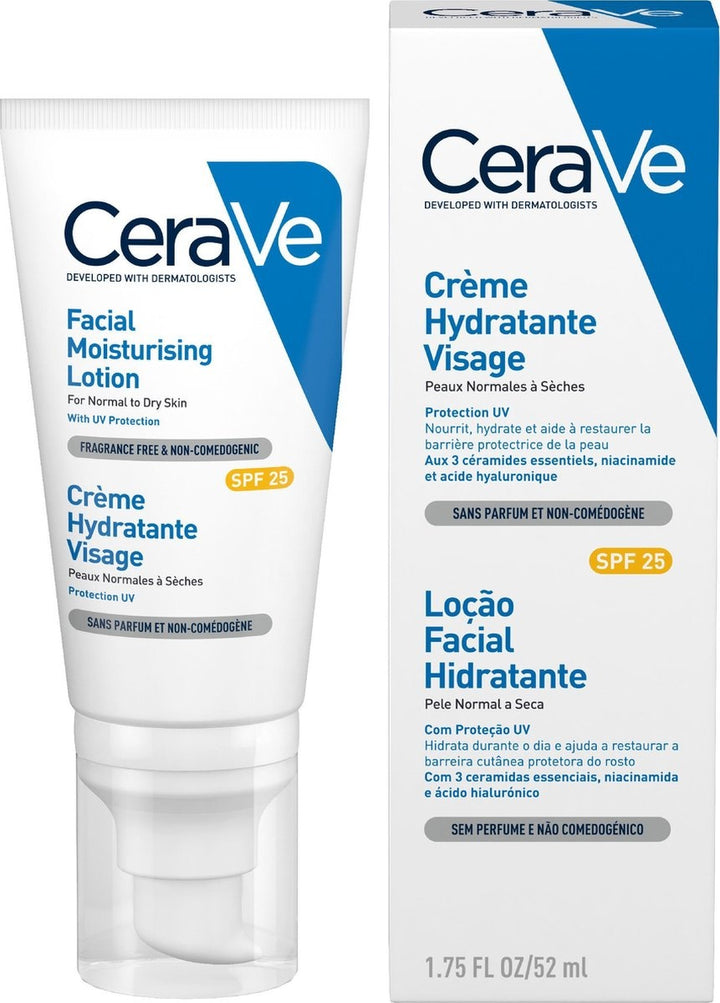 CeraVe – Gesichtsfeuchtigkeitslotion SPF25 – für normale bis trockene Haut – 52 ml