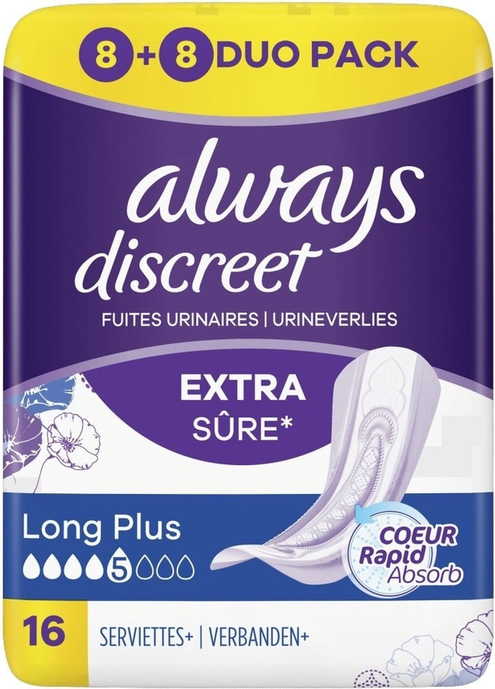 Always Discreet Sanitary Pads Long Plus - 16 Pieces - Packaging damaged