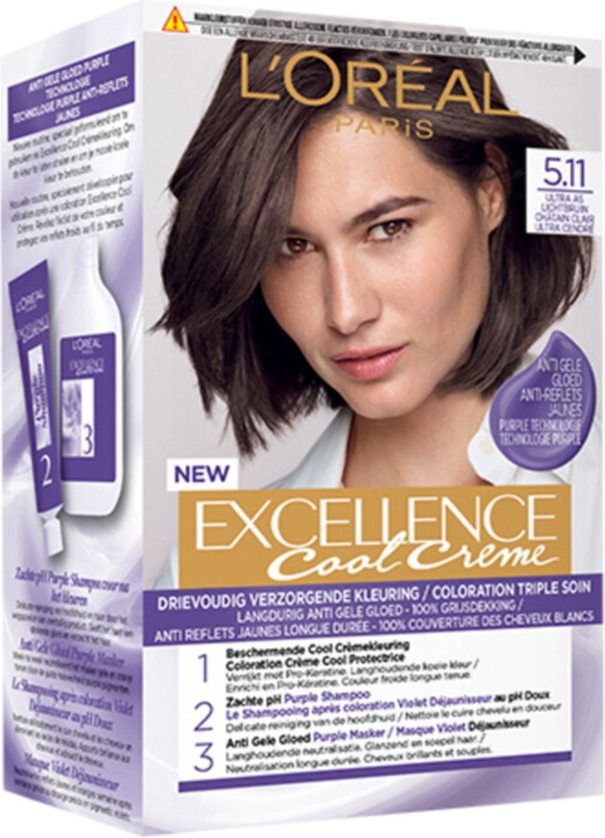 L'Oréal Paris Excellence Cool Creams 5.11 – Ultra Ash Light Brown – Permanente Haarfarbe