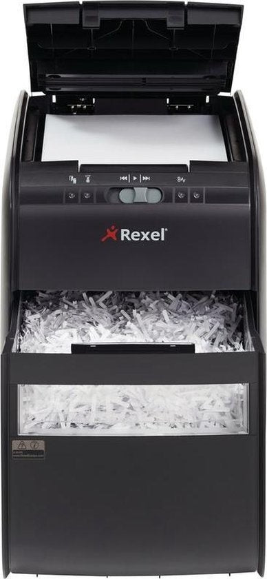 Rexel 90X Paper Shredder for Office and Home Work - Security Level: DIN P- 3 Cuts - Up to 12 A4 Sheets - Shreds Documents, Credit Cards, Staples and Paper Clips - 20 Litre Waste Bin - Black - Ideal for Home Office/Home Workplace