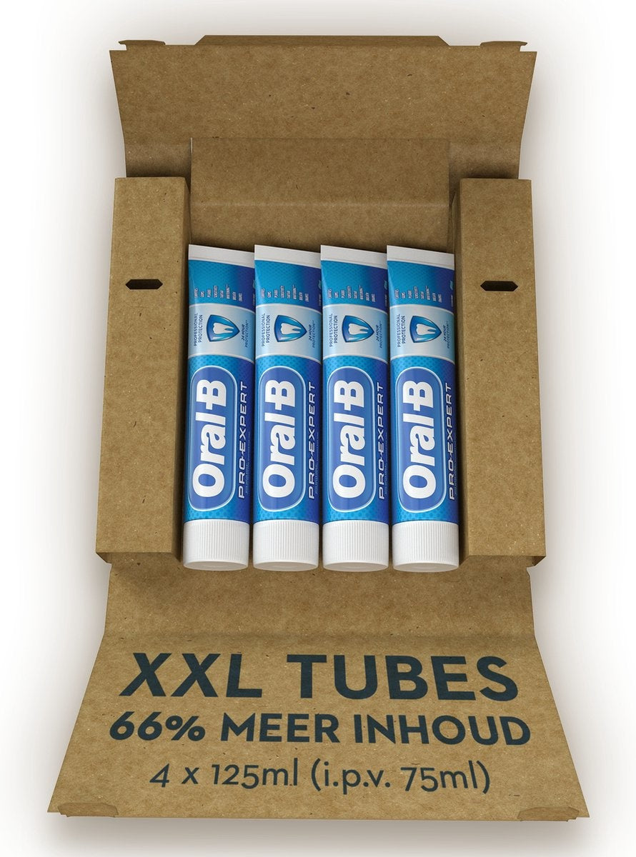 Oral-B Tandpasta Voordeelverpakking - Pro-Expert Professionele Bescherming - 4 x 125 ml - In Gerecycleerd Karton