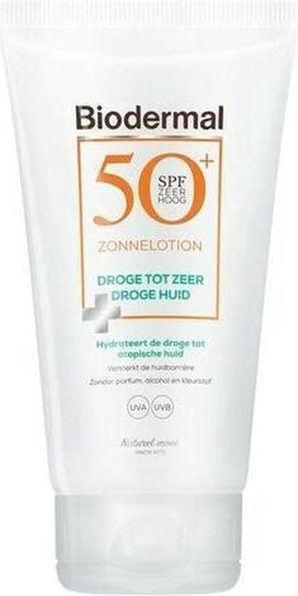 Biodermal Zonnelotion Droge Huid - zonnebrand voor de droge huid - Spf50+ 150ml - ook geschikt voor kinderen - Verpakking beschadigd