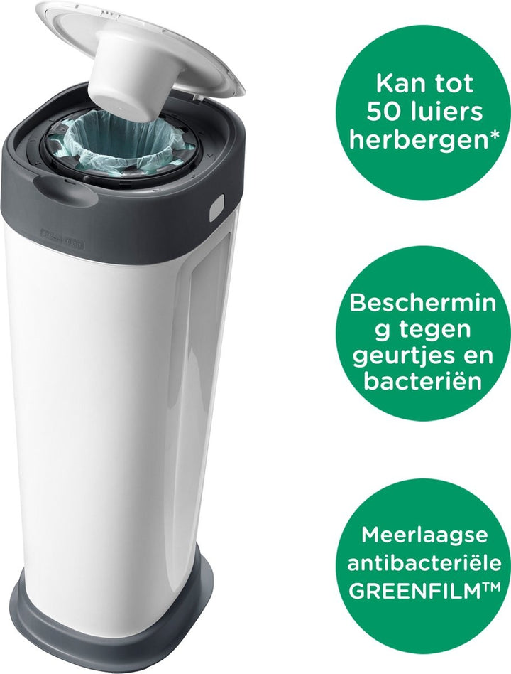 Tommee Tippee Twist &amp; Click XL Windeleimer, für bis zu 60 Windeln, inklusive 1 Nachfüllkassette, nachhaltig produzierter antibakterieller GREENFILM