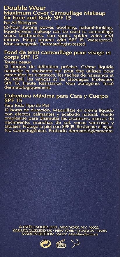 ESTEE LAUDER Double Wear Maximum Cover Camouflage Makeup for Face and Body SPF 15 No.1N1 Ivory Nude (30 ml)