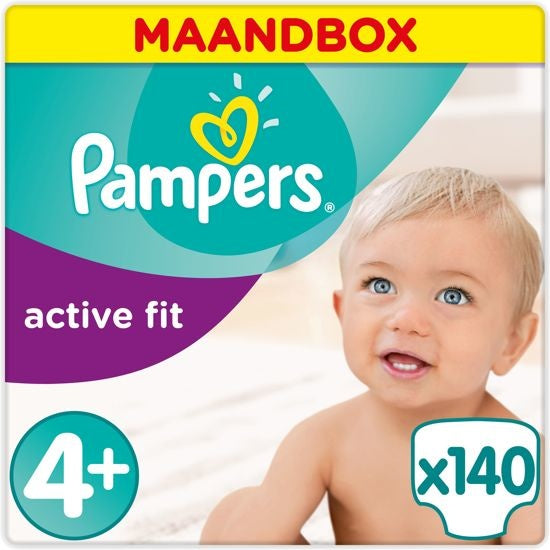 Active Fit - Maat 4+ (Maxi+) 9-18 kg - Maandbox 140 Stuks - Luiers