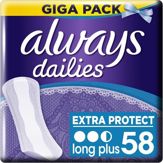 Dailies Extra Protect Long Plus - 58 pieces - Panty liners - Packaging damaged