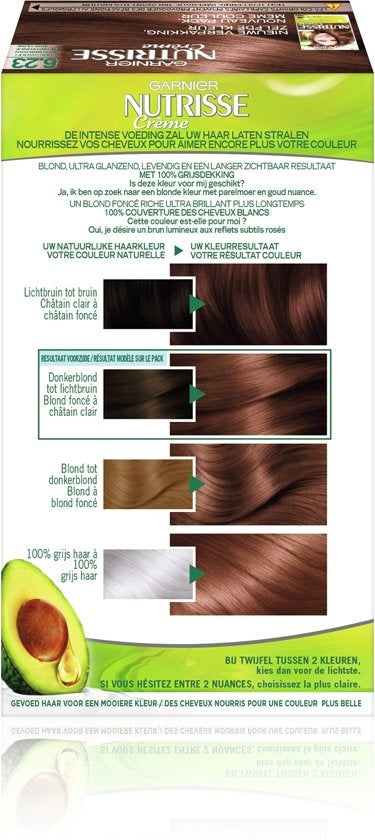 Garnier Nutrisse Crème 6.23 - Goud Violet Donkerblond - Haarverf - Verpakking beschadigd -