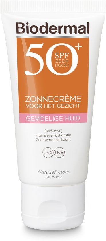 Biodermaler Sonnenschutz für empfindliche Haut – LSF 50 – 50 ml – Sonnenschutz für das Gesicht – Verpackung beschädigt