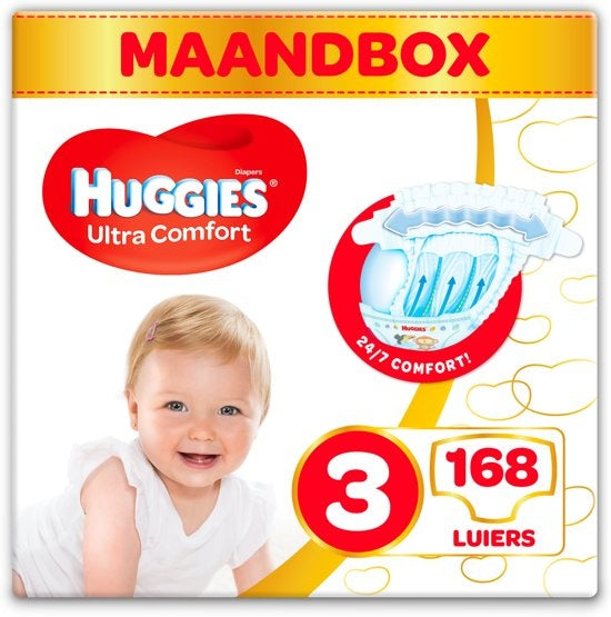 Huggies Ultra Comfort diapers - 4 to 9 kg - Size 3 - 168 pieces