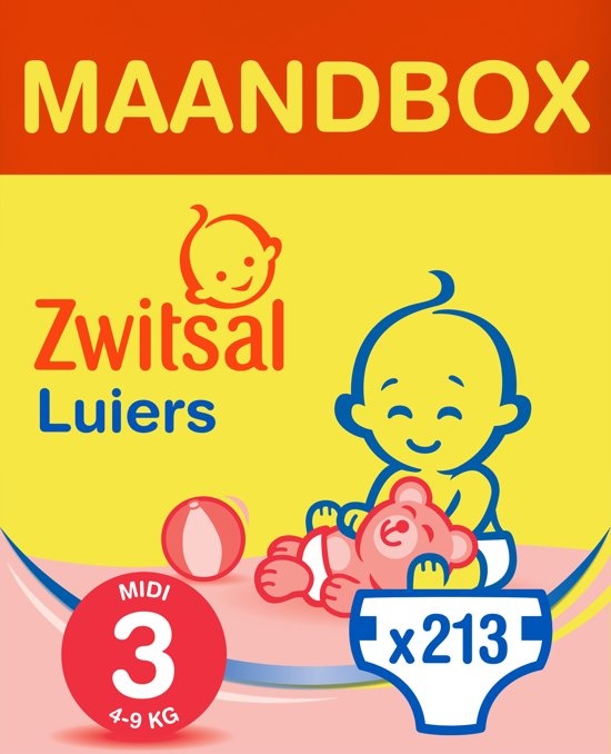 Zwitsal Diapers Midi - Size 3 - 213 pieces - Value pack