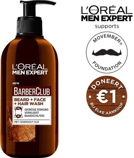 L'Oréal Paris Men Expert BarberClub Beard Face &amp; Hair 3-in-1 Wash 200 ml