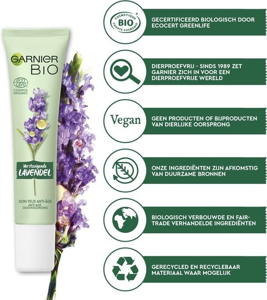 Garnier Bio Anti-Age Augencreme – 15 ml – Alle Hauttypen – Revitalisierender Lavendel – Verpackung beschädigt