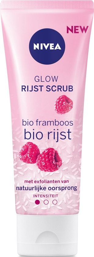 Glow Bio Rice Scrub – Bio-Himbeer-trockene, empfindliche Haut – 75 ml