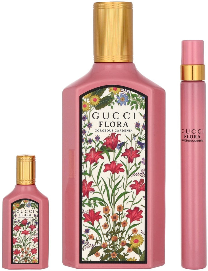 Gucci Flora Gorgeous Gardenia Eau de Parfum 100 ml, 5 ml, 10 ml – 3er-Set – Geschenkset