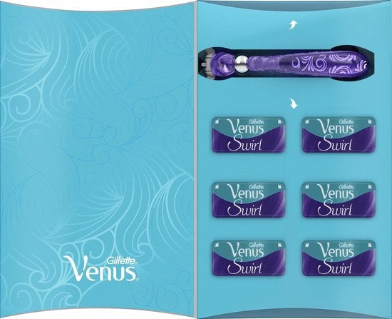 Gillette Venus Deluxe Smooth Swirl Shaving System For Women + 5 Refill Blades - Razor