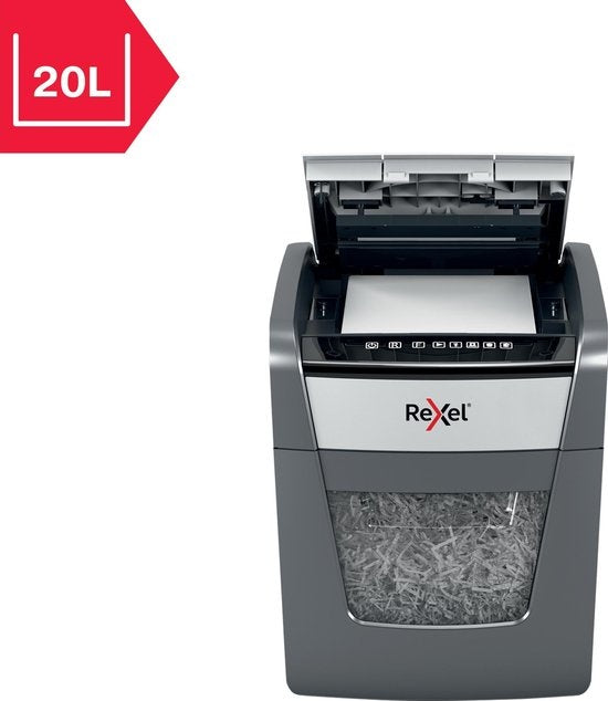 Rexel Optimum AutoFeed+ 50X Whisper-Quiet Paper Shredder with Anti-Jam Technology for Home Office/Home Workplace - P-4 Cross-cut - Input up to 50 Sheets - 20 Litre Bin - Black