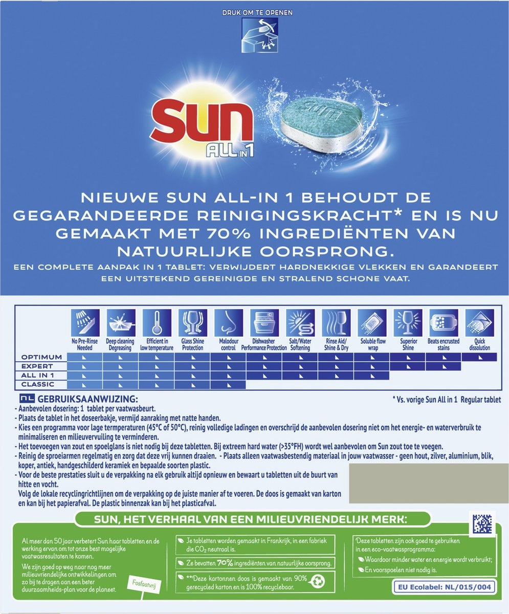 Sun All-in 1 Normaal Vaatwastabletten - 62 tabletten - Voordeelverpakking