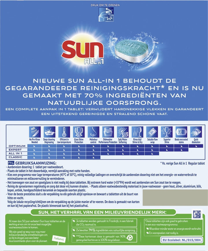 Sun All-in 1 Normaal Vaatwastabletten - 62 tabletten - Voordeelverpakking - Verpakking beschadigd