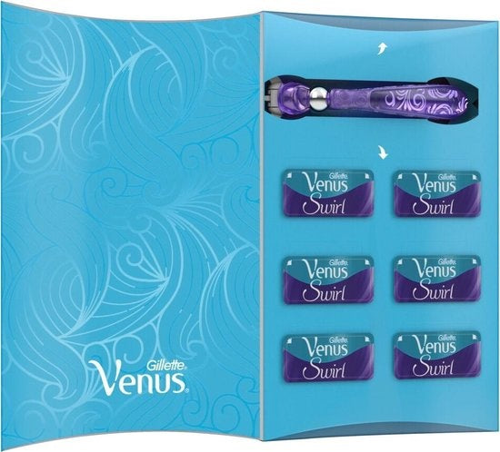 Gillette Venus Deluxe Smooth Swirl Shaving System For Women + 5 Refill Blades - Razor