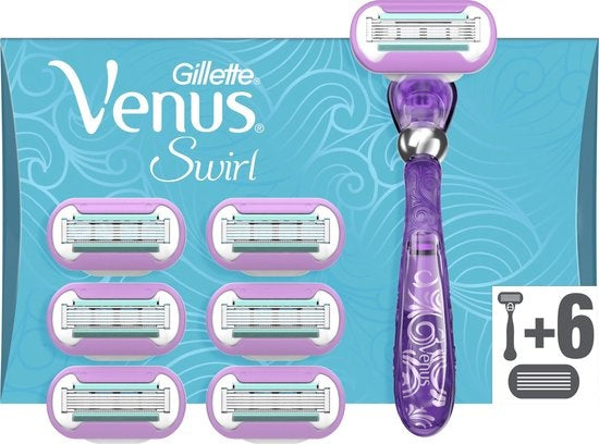 Gillette Venus Deluxe Smooth Swirl Shaving System For Women + 5 Refill Blades - Razor