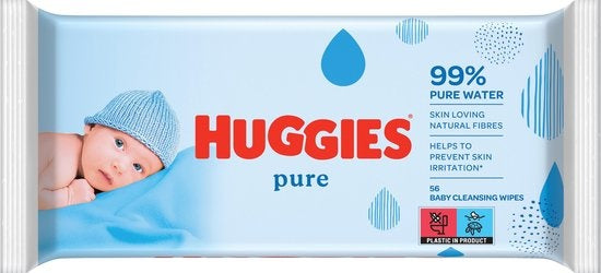 Huggies baby wipes - Pure 99% water - 18 x 56 pieces - 1008 wipes