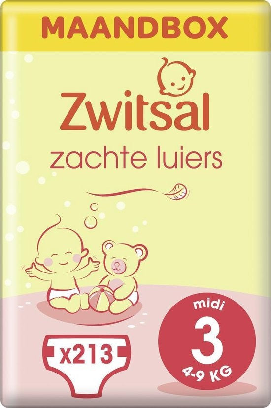 Zwitsal Diapers Midi - Size 3 - 213 pieces - Value pack