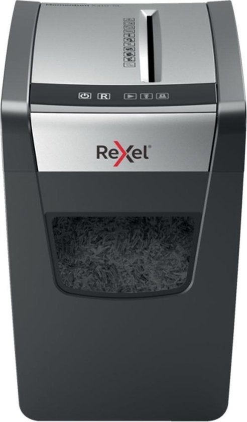 Rexel Momentum X410-SL Slimline Silent Paper Shredder for Home/Home Office or Office - P- 4 Cut - Up to 10 A4 Sheets - Shreds Documents with Small Staples and Paper Clips - 23 Litre Waste Bin - Black