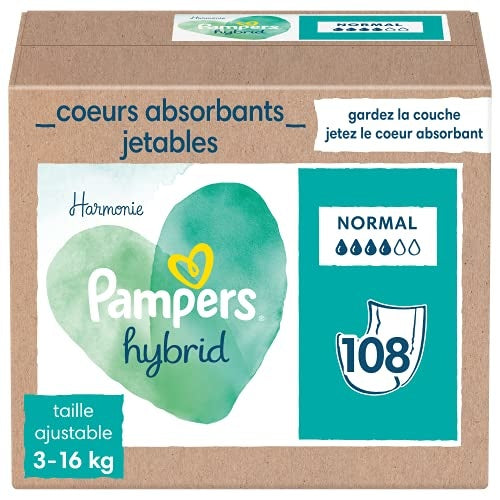 Pampers Harmonie Hybrid – Waschbare Windel – 108 saugfähige Einweg-Oberschichten – Verpackung beschädigt