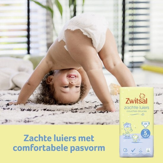 Zwitsal Soft Diapers Size 5 (Junior) - 3 x 54 pieces - Value Pack