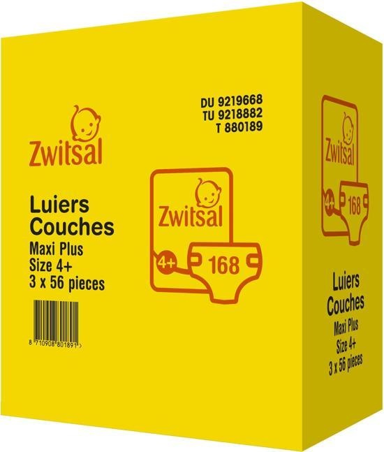 Zwitsal Diaper Maxi Plus size 4+ 3x56 pcs 1x