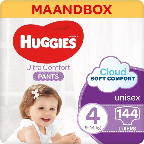 Huggies Pants – Ultra Comfort – Unisex – Größe 4 (9 bis 14 kg) – 144 Stück – beschädigte Verpackung