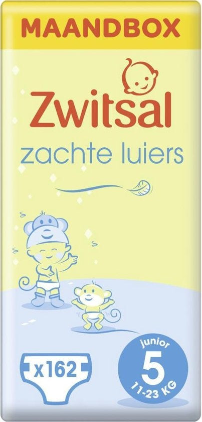 Zwitsal Soft Diapers Size 5 (Junior) - 3 x 54 pieces - Value Pack