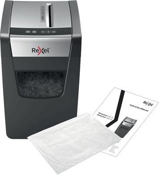 Rexel Stille Papierversnipperaar Momentum X410-SL Slimline voor Thuis/Thuiswerken of Kantoor - P- 4 Snippers - Tot 10 A4-Vellen - Vernietigt Documenten Met Kleine Nietjes En Paperclips - Opvangbak Van 23 Liter - Zwart