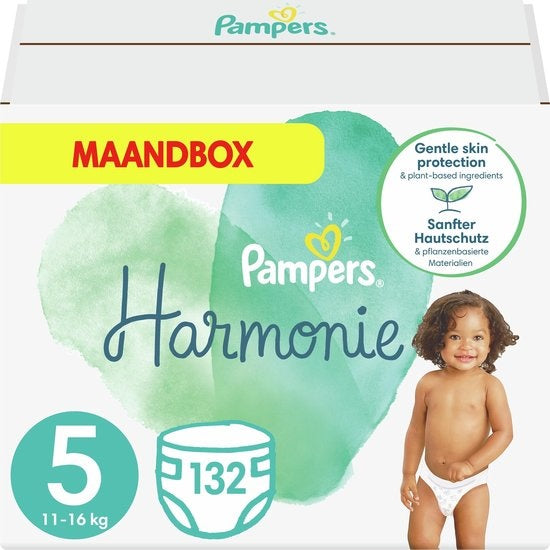 Pampers Harmonie - Size 5 (11kg-16kg) - 132 Diapers - Monthly Box