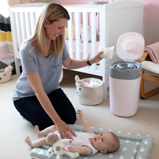 Tommee Tippee Eco-Friendly Twist &amp; Click Nappy Pail - with 1 Refill Cassette - Pink - Damaged Packaging