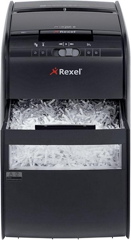 Rexel 90X Paper Shredder for Office and Home Work - Security Level: DIN P- 3 Cuts - Up to 12 A4 Sheets - Shreds Documents, Credit Cards, Staples and Paper Clips - 20 Litre Waste Bin - Black - Ideal for Home Office/Home Workplace