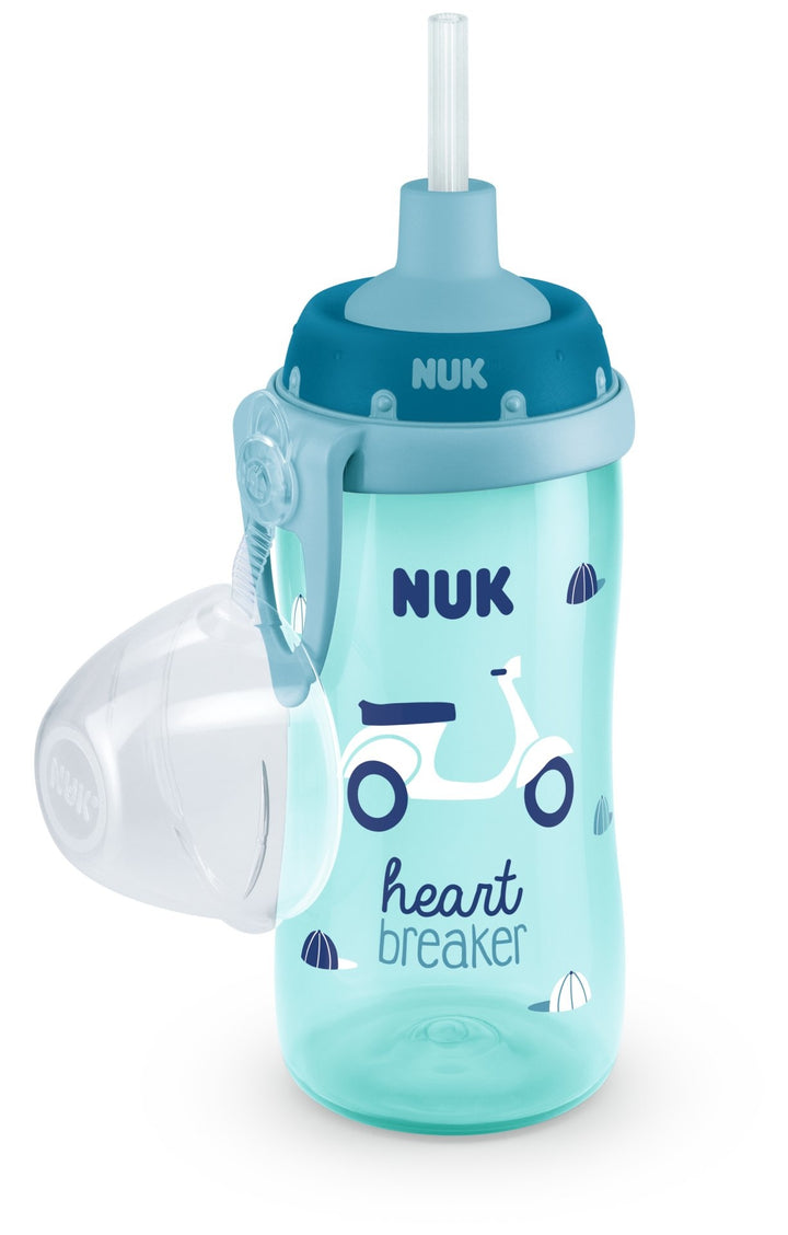 NUK Flexi Cup Drinkfles, Lekvrij met Rietje & Clip 300ml - Heart Breaker